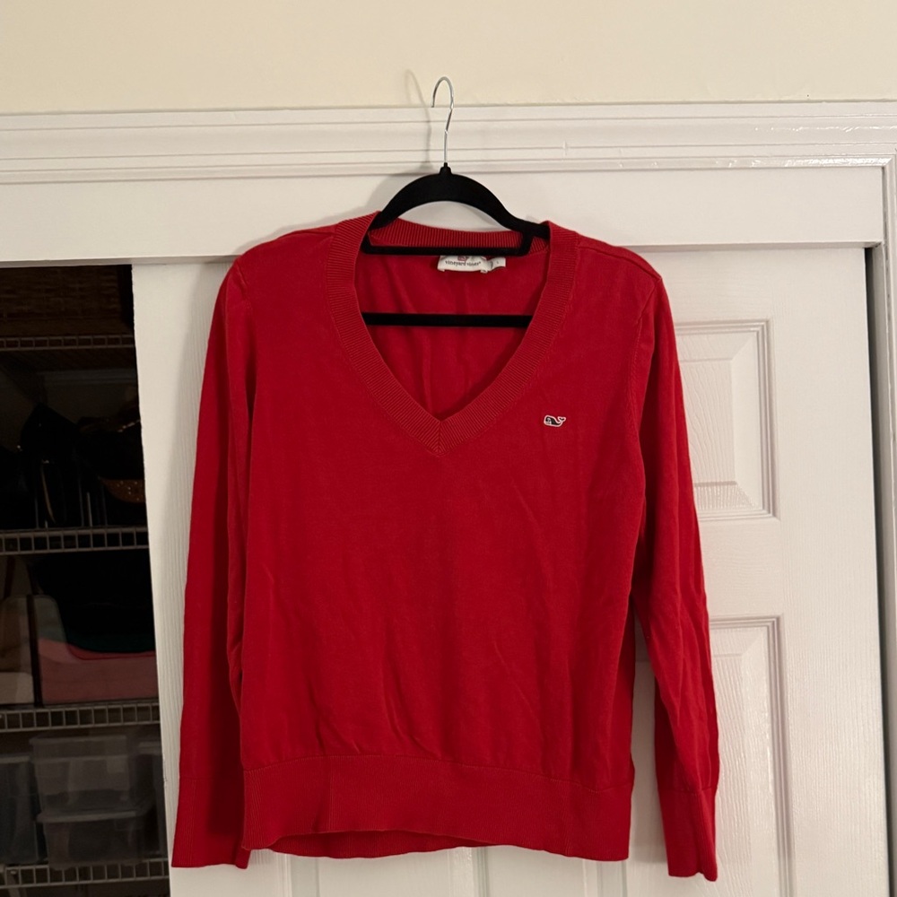 Vineyard Vines Red V-Neck Sweater
